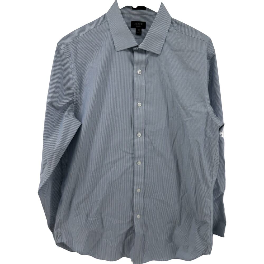 J.Crew Ludlow Dress Shirt Slim Fit Button Premium Fine Cotton Stripe Blue 16/34